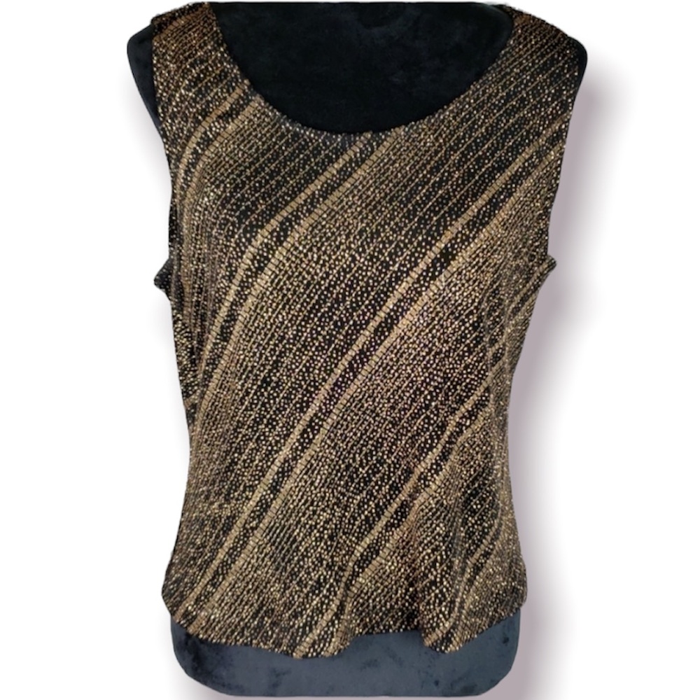 Xscape by Joanna Chen gold glitter tank XLP
